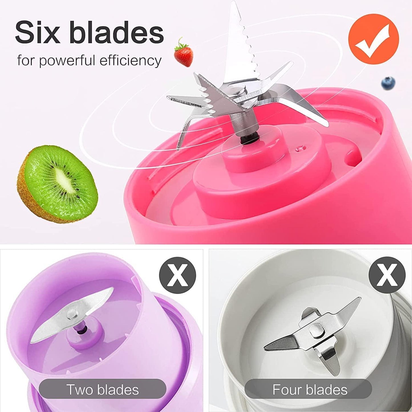 6 Blade Juicer- Portable Electric Juice Maker (380 ml)