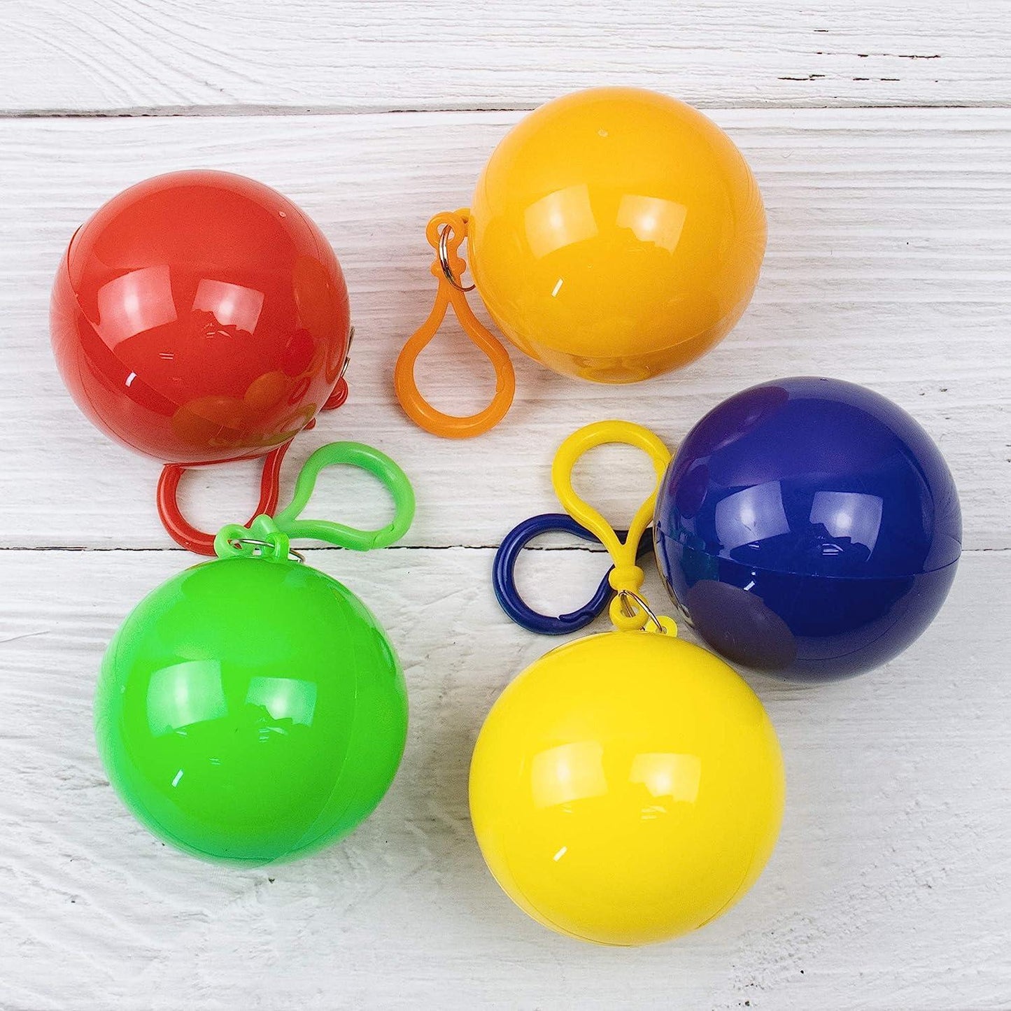 Portable Disposable Emergency Raincoats Waterproof Rain Poncho in A Ball With Hook (Pack of 5)