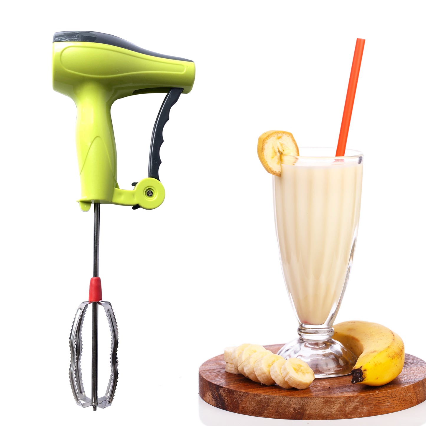 Easy Grip Manual Hand Blender With Stainless Steel Blades Milk Shake Lassi Maker Egg Beater Mixer Rawai