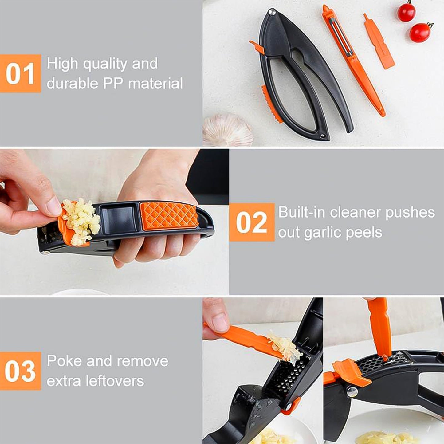 Multifunctional Garlic Press Garlic Mincing Crushing Tool (1 Pc) - Peeler Crusher Mincing