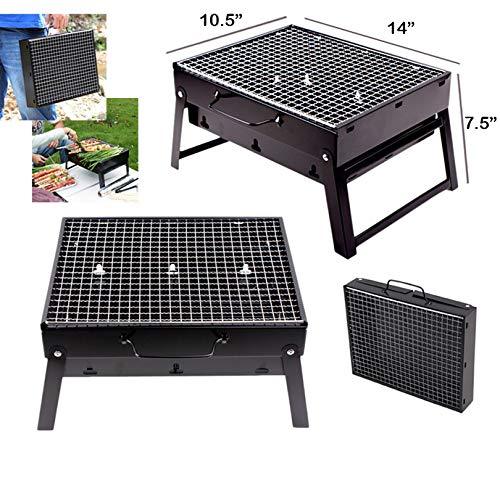 Folding Barbeque Charcoal Grill Oven (Black Carbon Steel) for Indoor & Outdoors