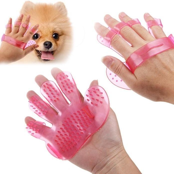 Rubber Pet Cleaning Massaging Grooming Glove Brush - 1 set