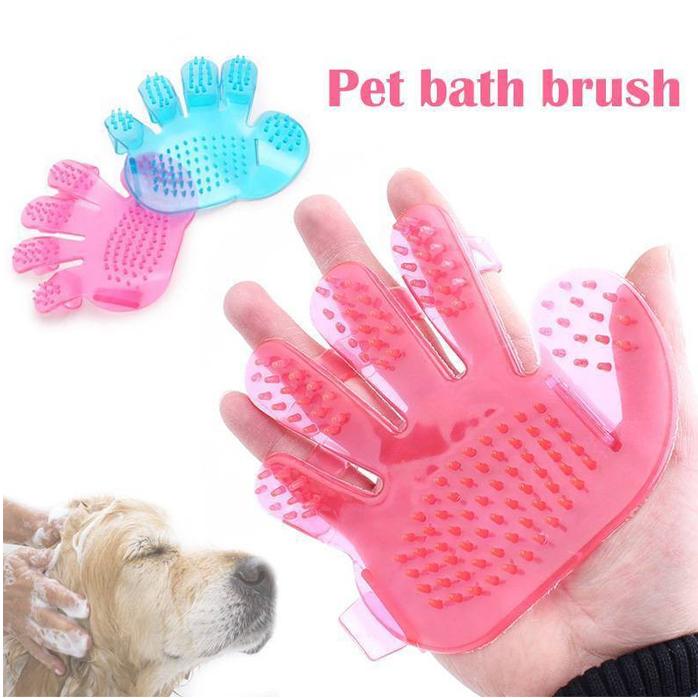 Rubber Pet Cleaning Massaging Grooming Glove Brush - 1 set