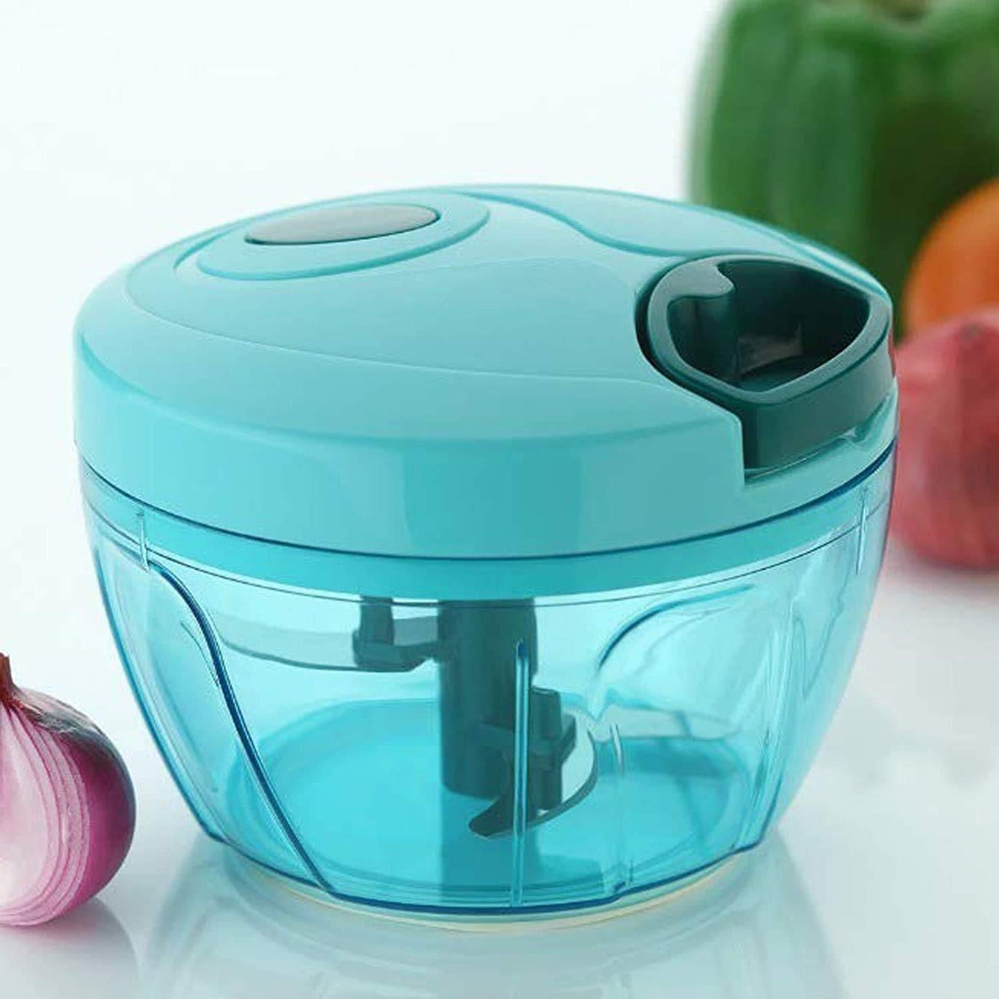 Manual Stainless Steel 3 Blades Compact Hand Held Vegetable Chopper & slicer - A MUST HAVE for every kitchen
