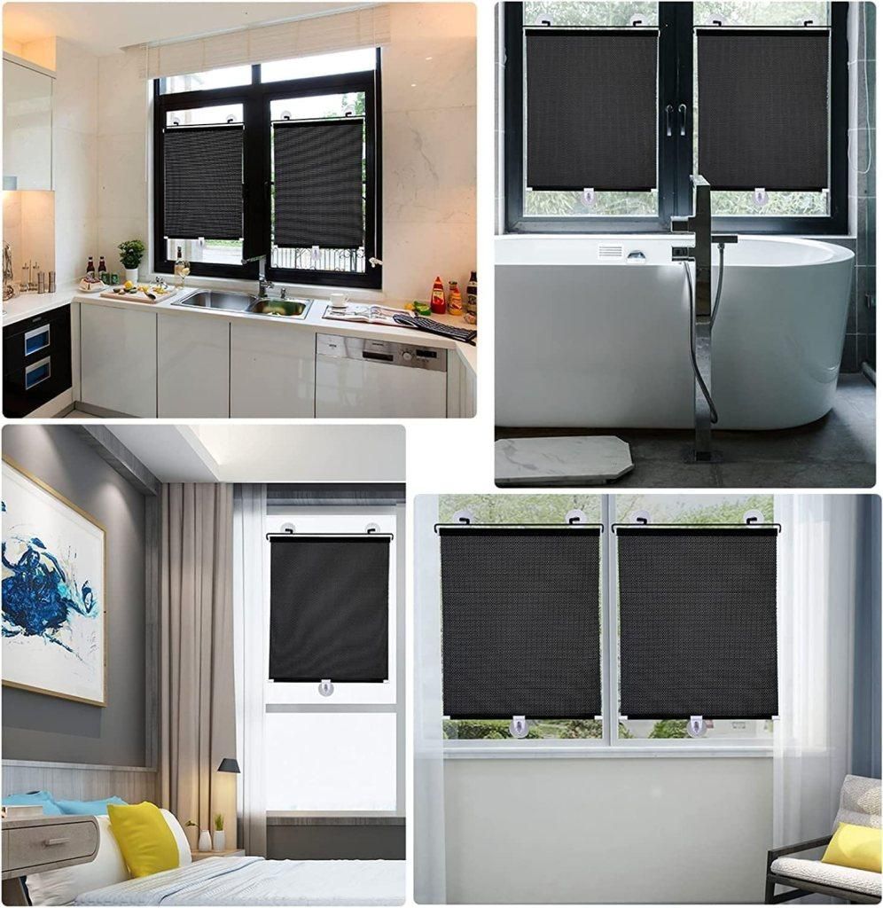 Multipurpose Portable Window Roller Blind with Vacuum Suction Cups - COVER AS REQUIRED - IDEAL FOR OFFICE HOME & CAR
