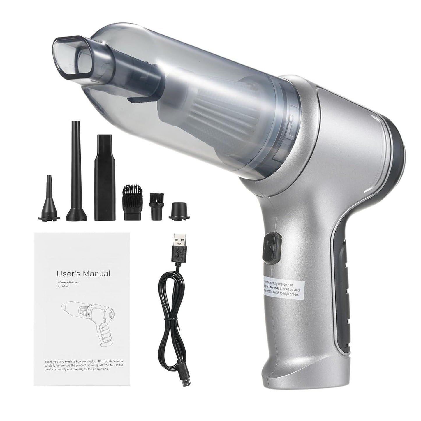 Wireless Mini Vacuum Cleaner - 4 Attachments
