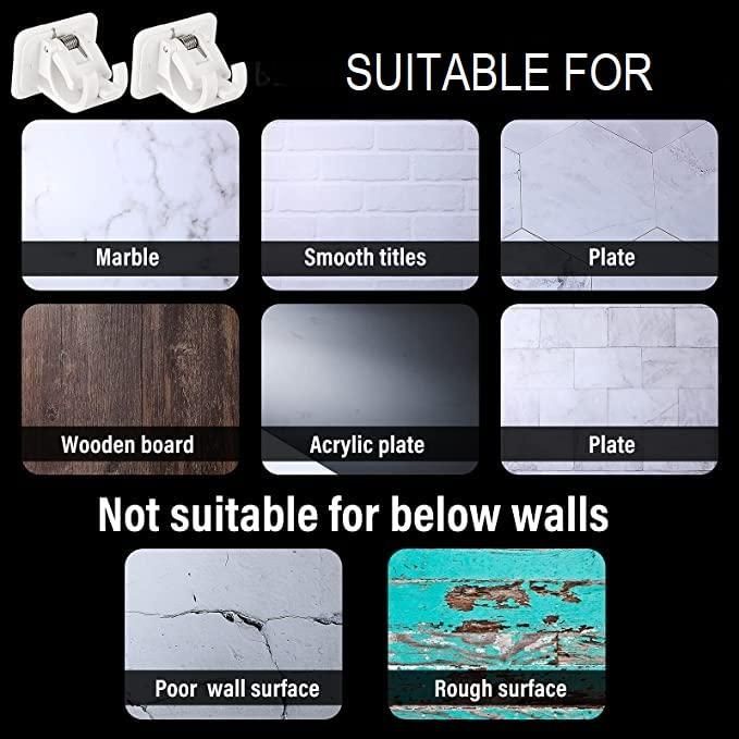 Multipurpose Self Adhesive Instant Wall Mount Sticking Clip Hook (Pack of 4) - Ideal for Curtains & Bathroom Rods