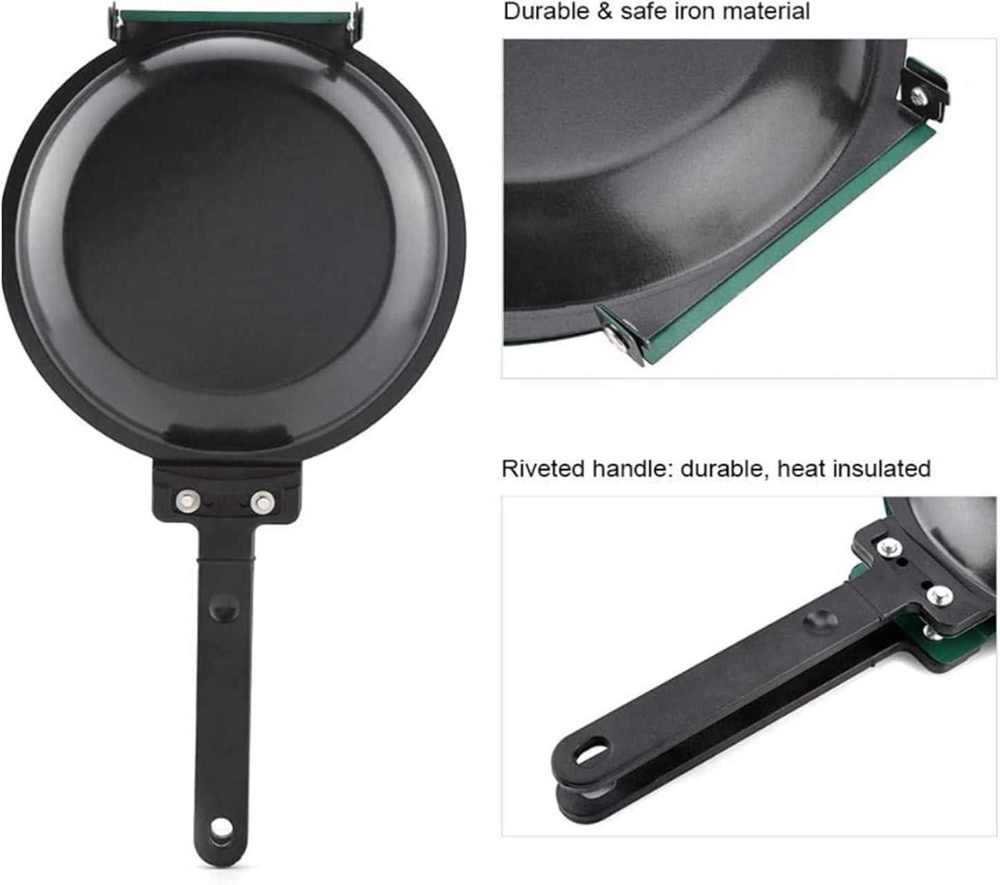 Double Side Nonstick Frying Pan Easy Flip Cookware with Heat-Resistant Handle