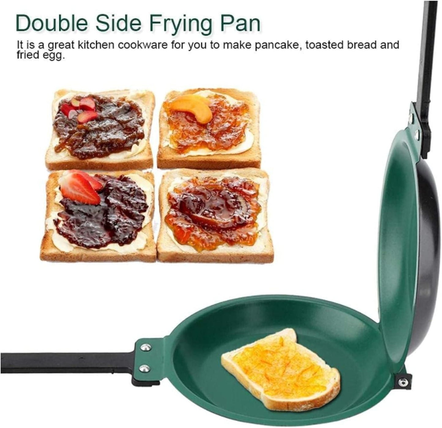 Double Side Nonstick Frying Pan Easy Flip Cookware with Heat-Resistant Handle
