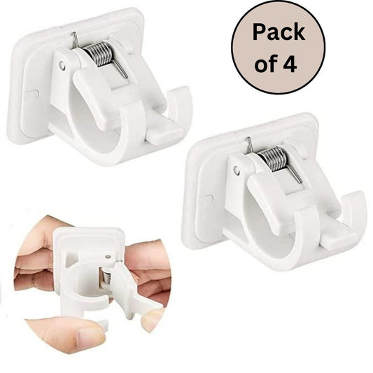 Multipurpose Self Adhesive Instant Wall Mount Sticking Clip Hook (Pack of 4) - Ideal for Curtains & Bathroom Rods