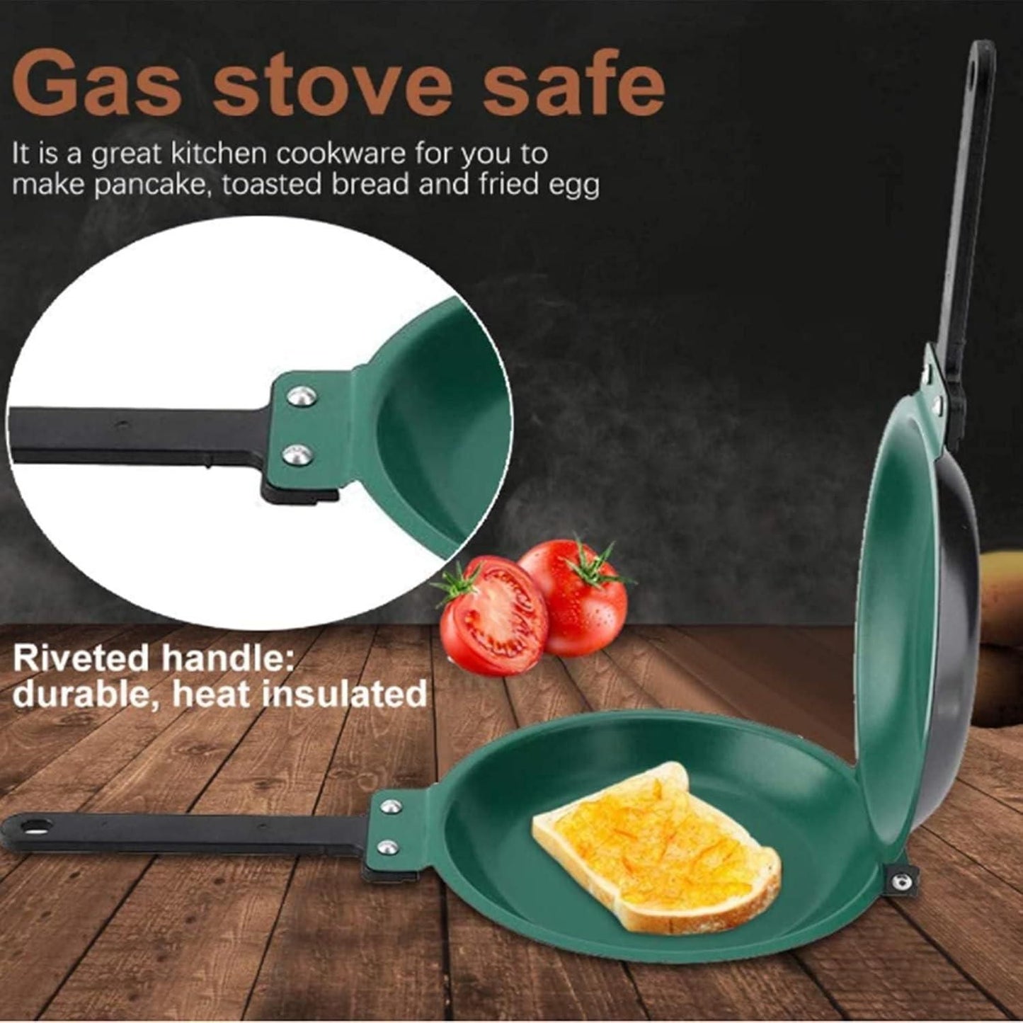 Double Side Nonstick Frying Pan Easy Flip Cookware with Heat-Resistant Handle