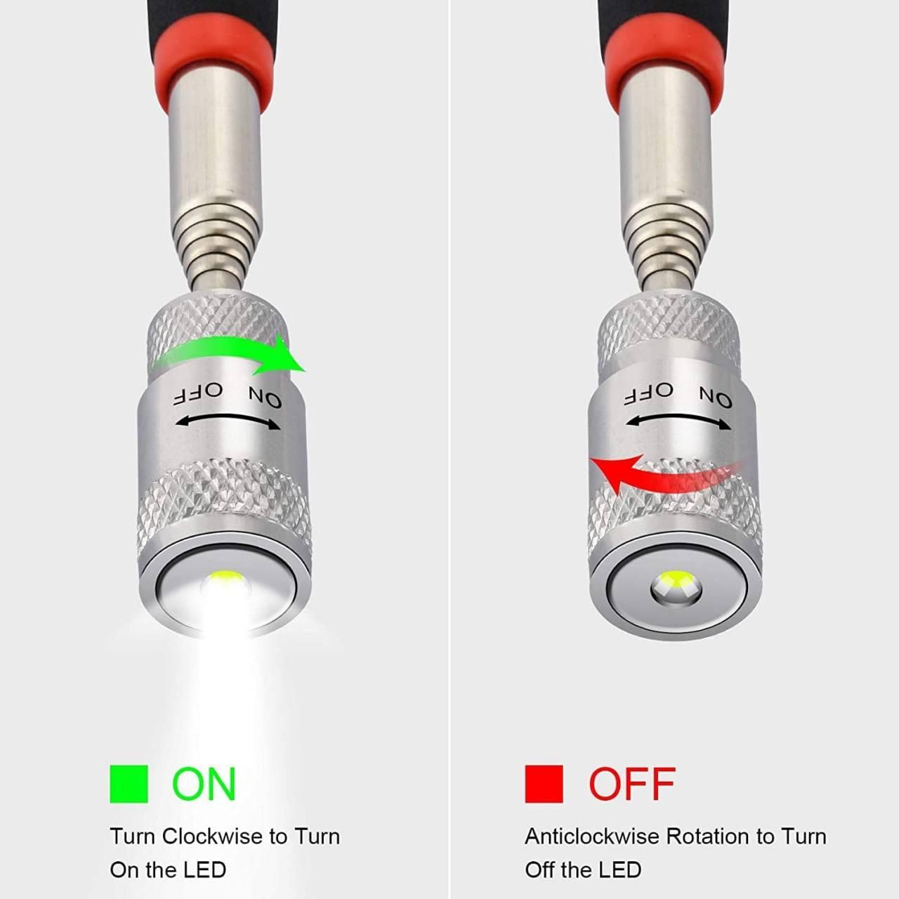 Telescopic Magnetic Pickup Tool with LED for Narrow Unreachable Areas