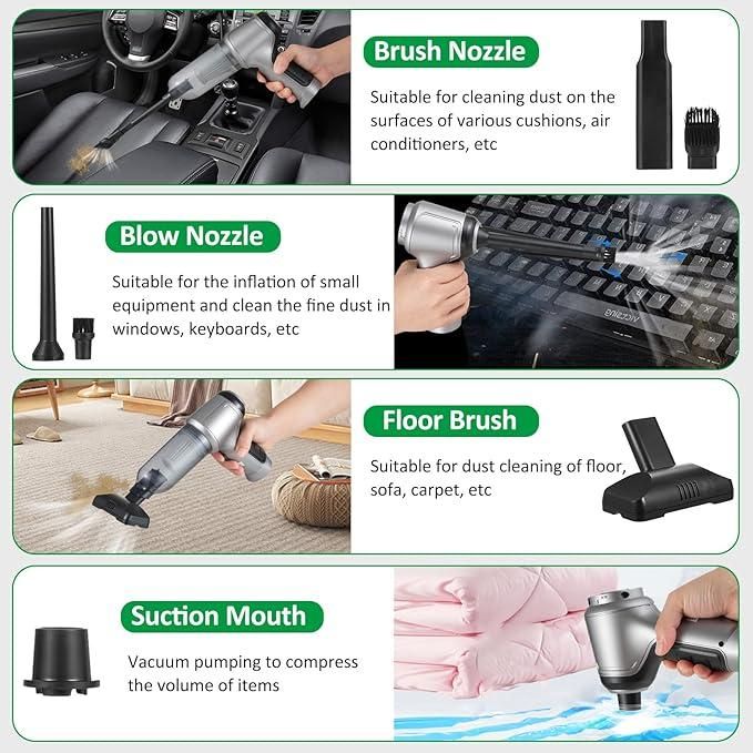 Wireless Mini Vacuum Cleaner - 4 Attachments