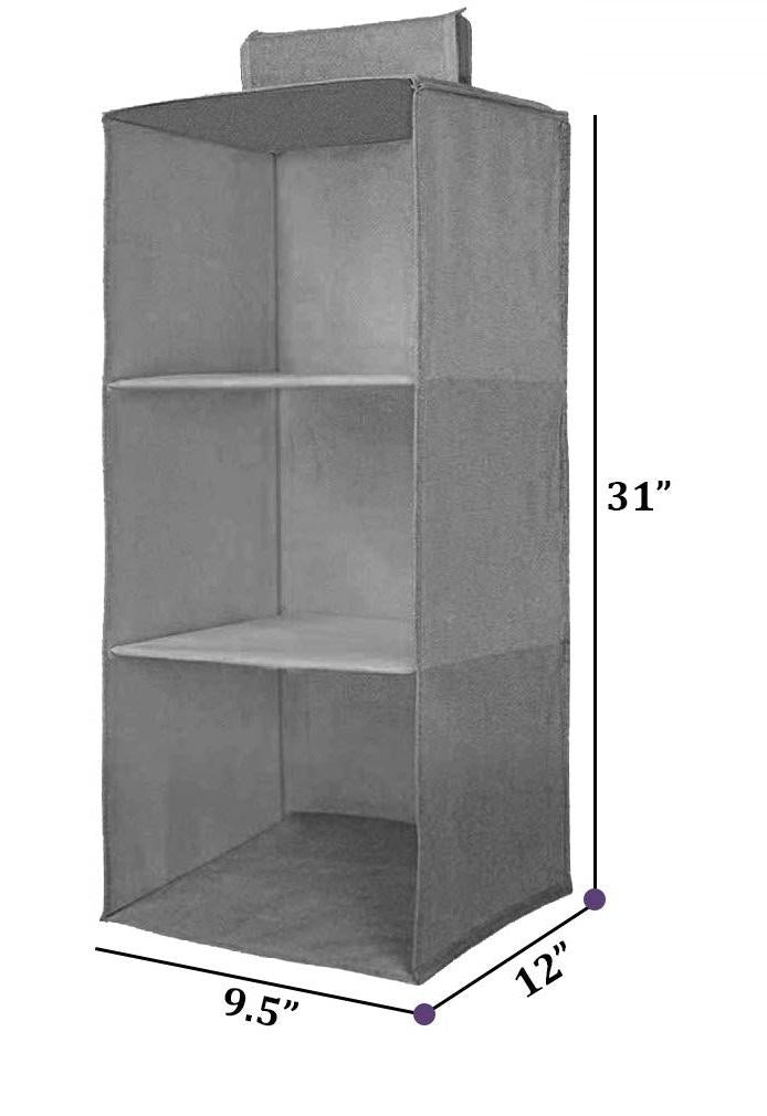 Hanging Wardrobe Organizer - 3 Shelves Non-Woven Fabric Hanging Storage Wardrobe Organizer