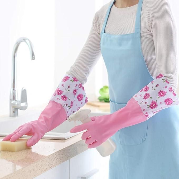 Multipurpose Cleaning Gloves with Lining - Elbow Length