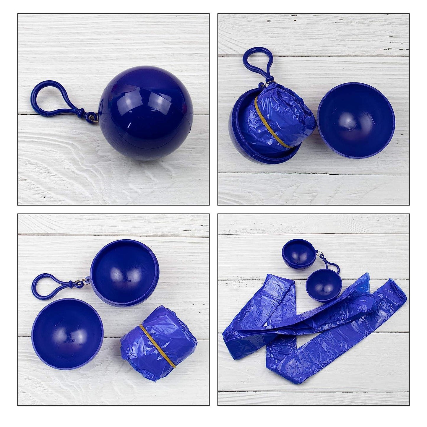 Portable Disposable Emergency Raincoats Waterproof Rain Poncho in A Ball With Hook (Pack of 5)