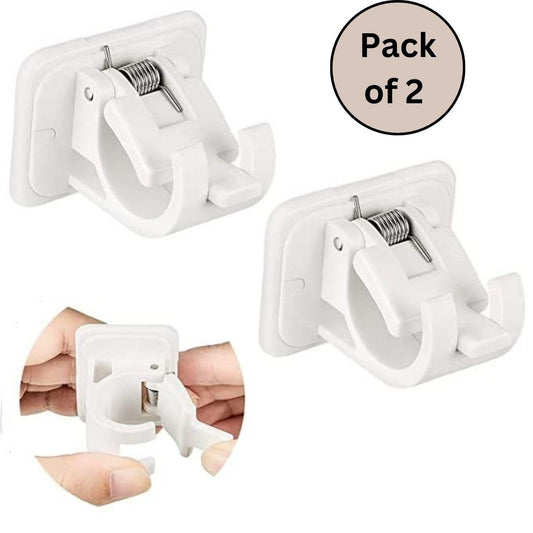 Multipurpose Self Adhesive Instant Wall Mount Sticking Clip Hook (Pack of 2) - Ideal for Curtains & Bathroom Rods