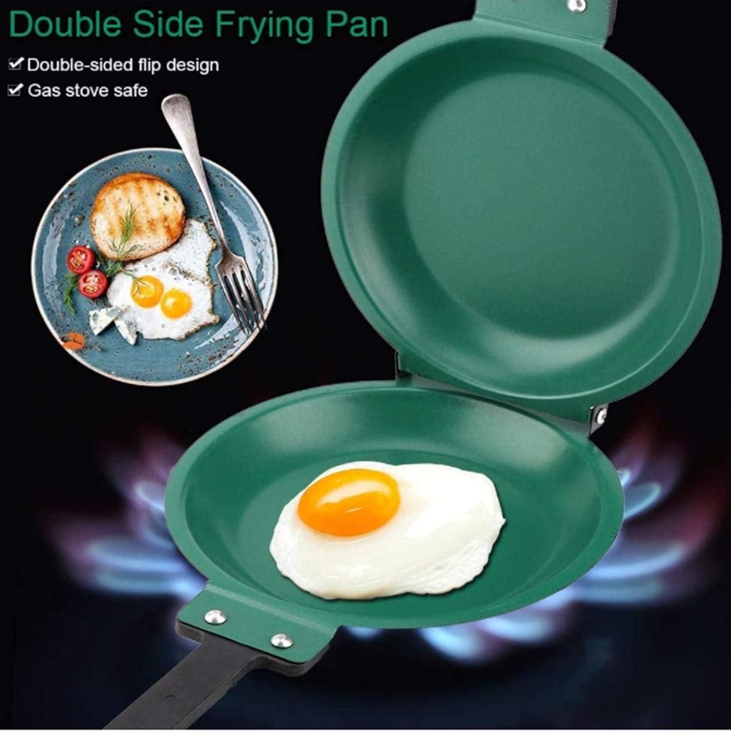 Double Side Nonstick Frying Pan Easy Flip Cookware with Heat-Resistant Handle