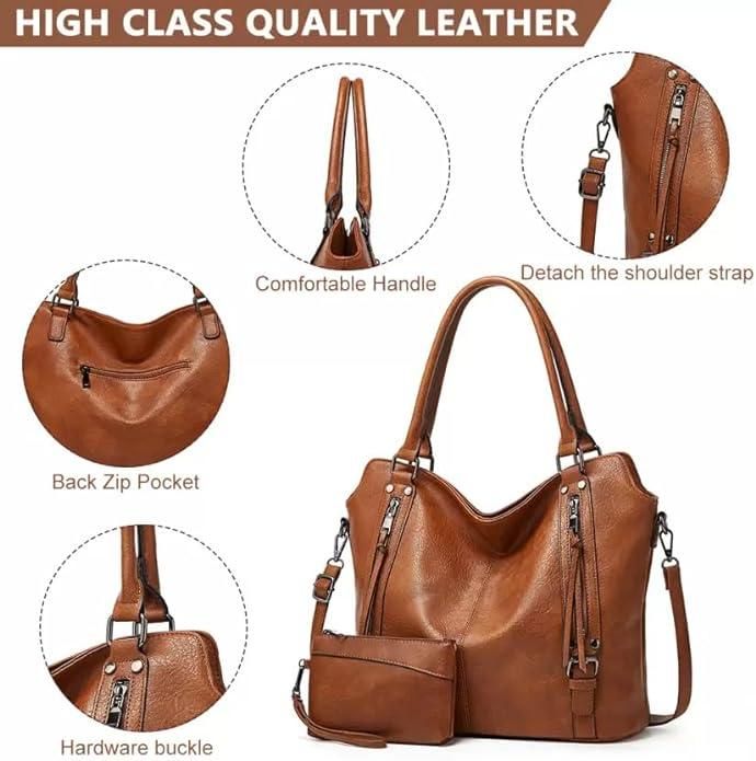 Ladies Tote Bags PU Leather Hobo Bags  Purse Shoulder Strap + wallet