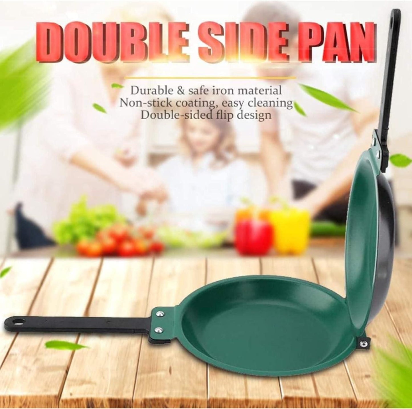 Double Side Nonstick Frying Pan Easy Flip Cookware with Heat-Resistant Handle