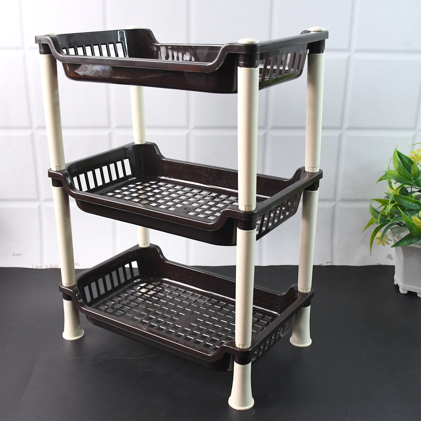 Apex Small Multiuse Plastic Storage Rack Organizer 3-tier - For Kitchen, Office & Shop