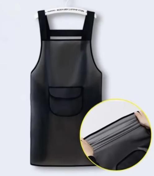 Adjustable Oil-Water Proof Transparent Cooking Apron - With Side Towels & Mobile pocket