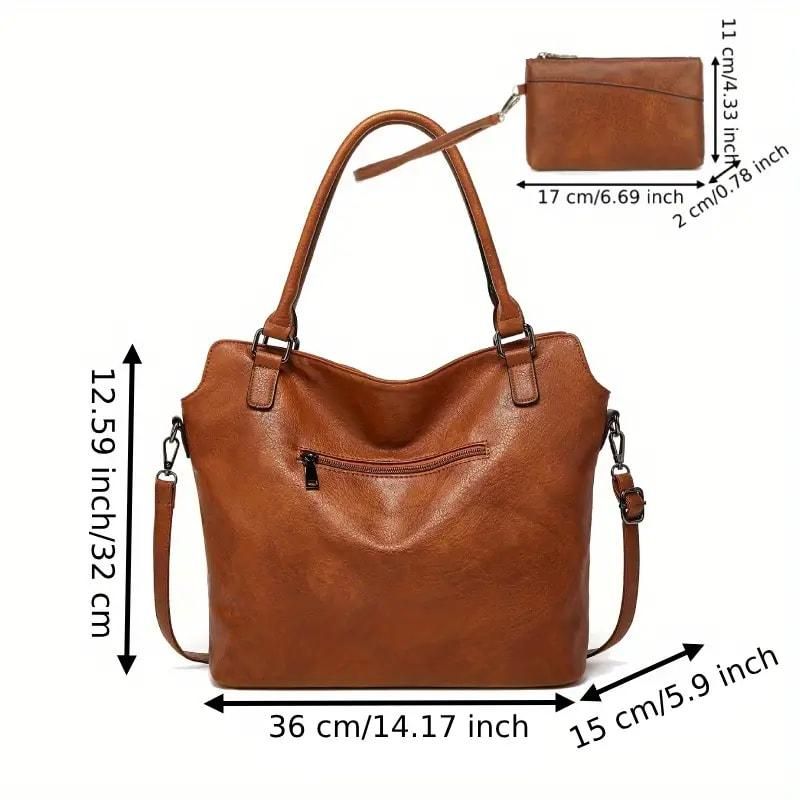 Ladies Tote Bags PU Leather Hobo Bags  Purse Shoulder Strap + wallet