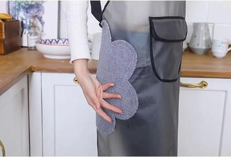 Adjustable Oil-Water Proof Transparent Cooking Apron - With Side Towels & Mobile pocket