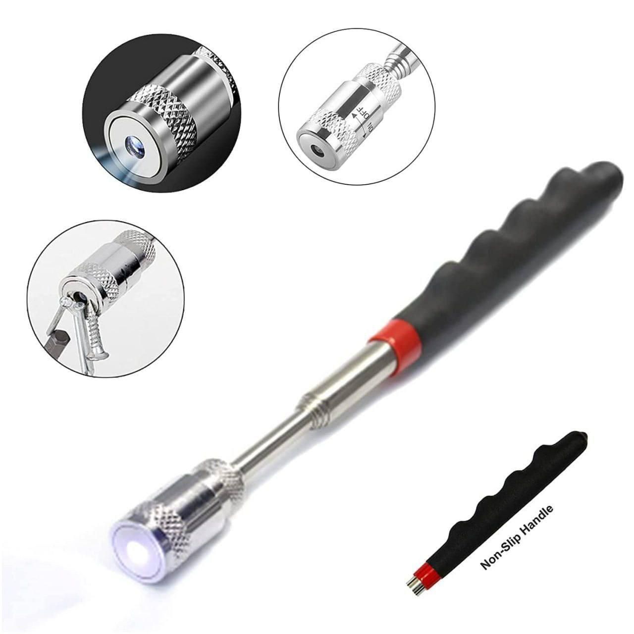 Telescopic Magnetic Pickup Tool with LED for Narrow Unreachable Areas