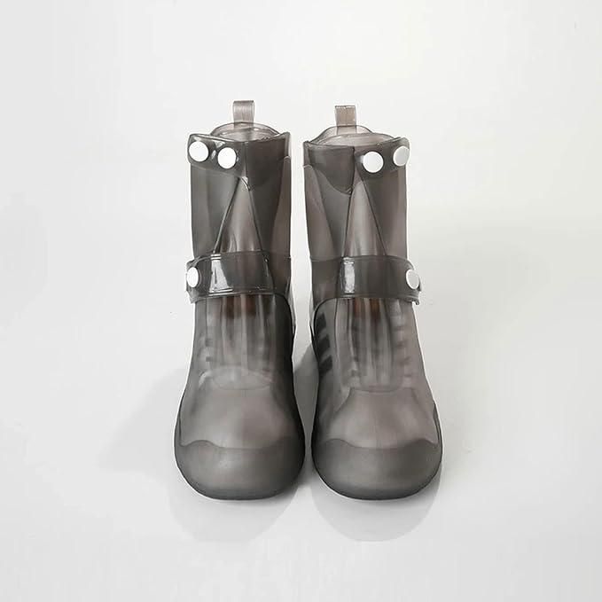Waterproof Rain Shoe Covers with Secure Button Closure Reusable Anti-slip Boots for Muddy Wet surface
