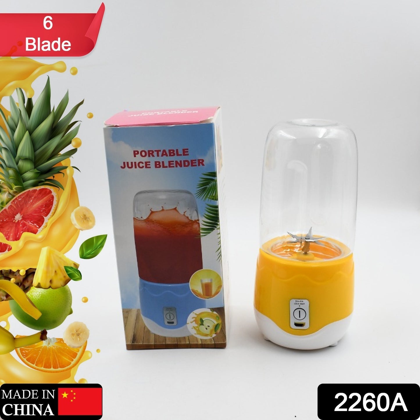 Portable Electric Usb Mini Juicer - 6 Blade Blender Grinder Mixer Juicer For Smoothies And Shakes With Juicer Cup - 400ml