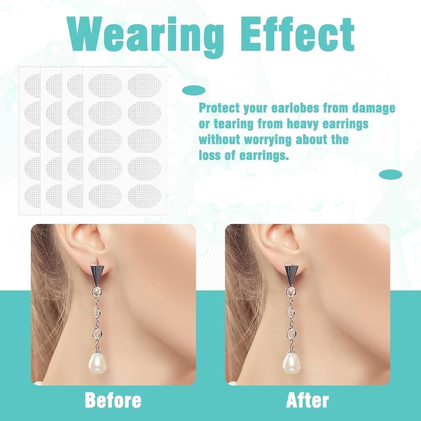 Premium Earlobe Support Patches (100 PCS) - WEAR HEAVY EARRINGS WITHOUT DAMAGING YOUR EAR