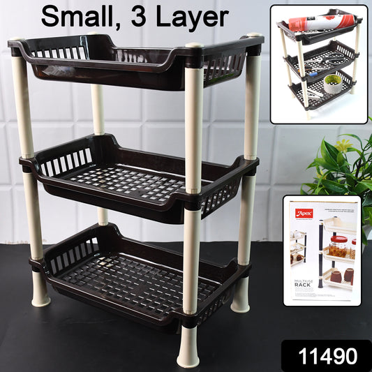 Apex Small Multiuse Plastic Storage Rack Organizer 3-tier - For Kitchen, Office & Shop
