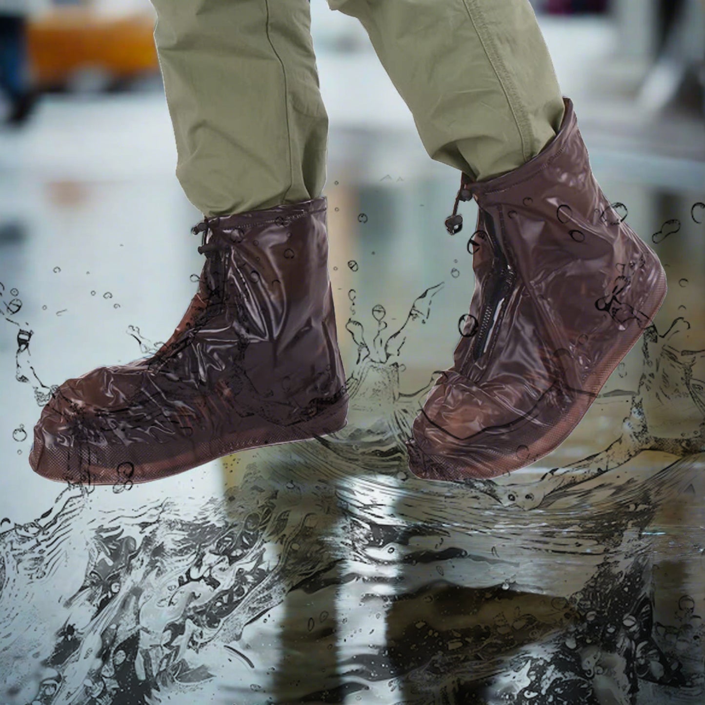 Plastic footwear Cover Reusable Anti-slip Boots Waterproof for Muddy Wet surface Rain (1 Pair)