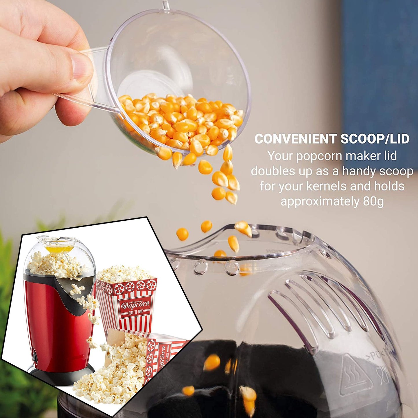 Hot Air Popcorn Popper Electric Machine Snack Maker - Oil Free