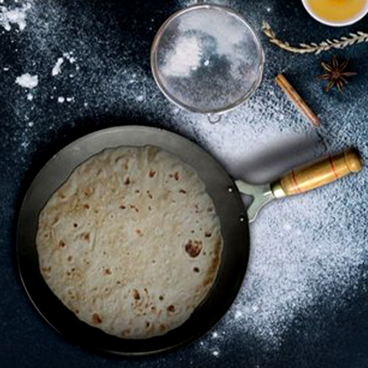 Wooden Handle Iron Tawa