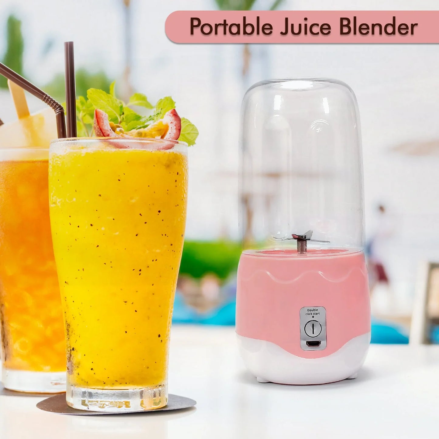 Portable Electric Usb Mini Juicer - 6 Blade Blender Grinder Mixer Juicer For Smoothies And Shakes With Juicer Cup - 400ml