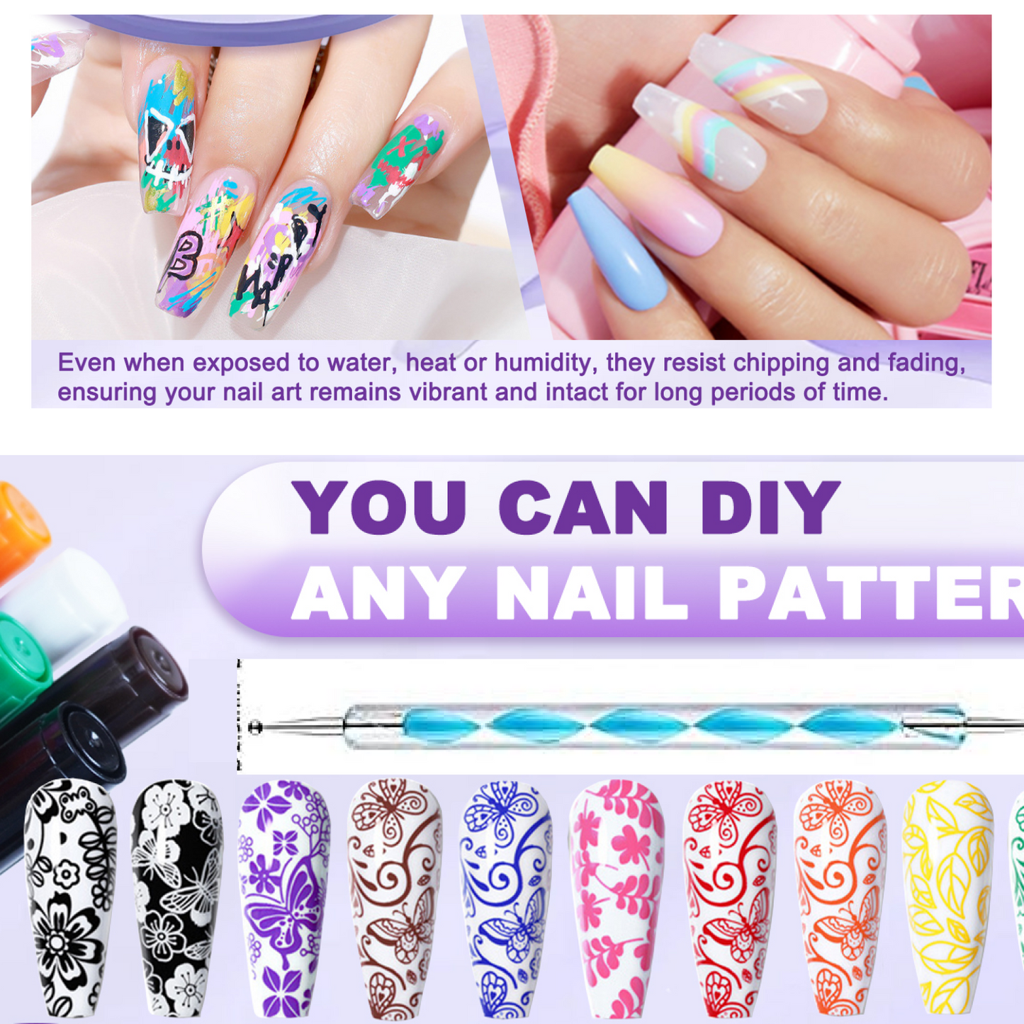 Nail Art Point Pen And Set Used By Womens For Their Fashion Purposes (Pack Of 5pcs)