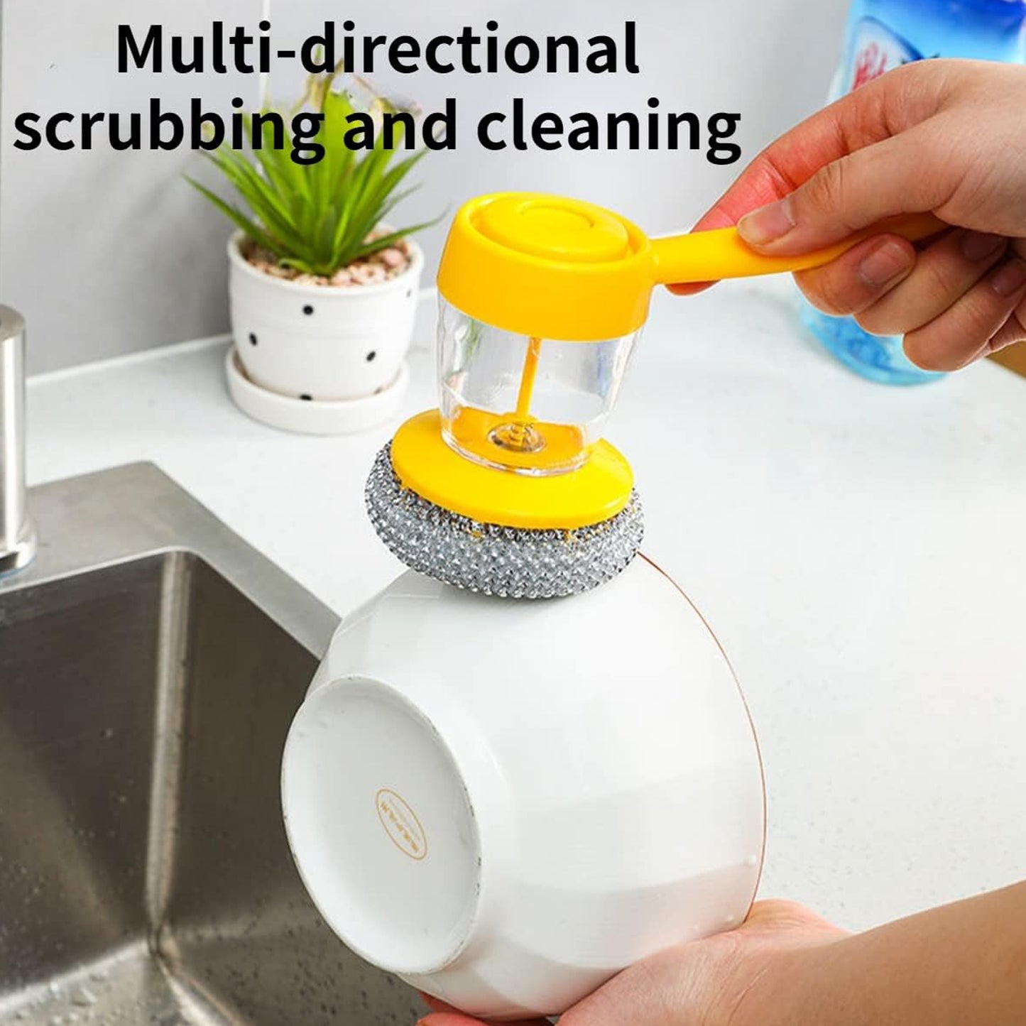 Handheld Soap Dispenser With Scrub for Utensil, Sink, Tiles & Pots (1 Set)