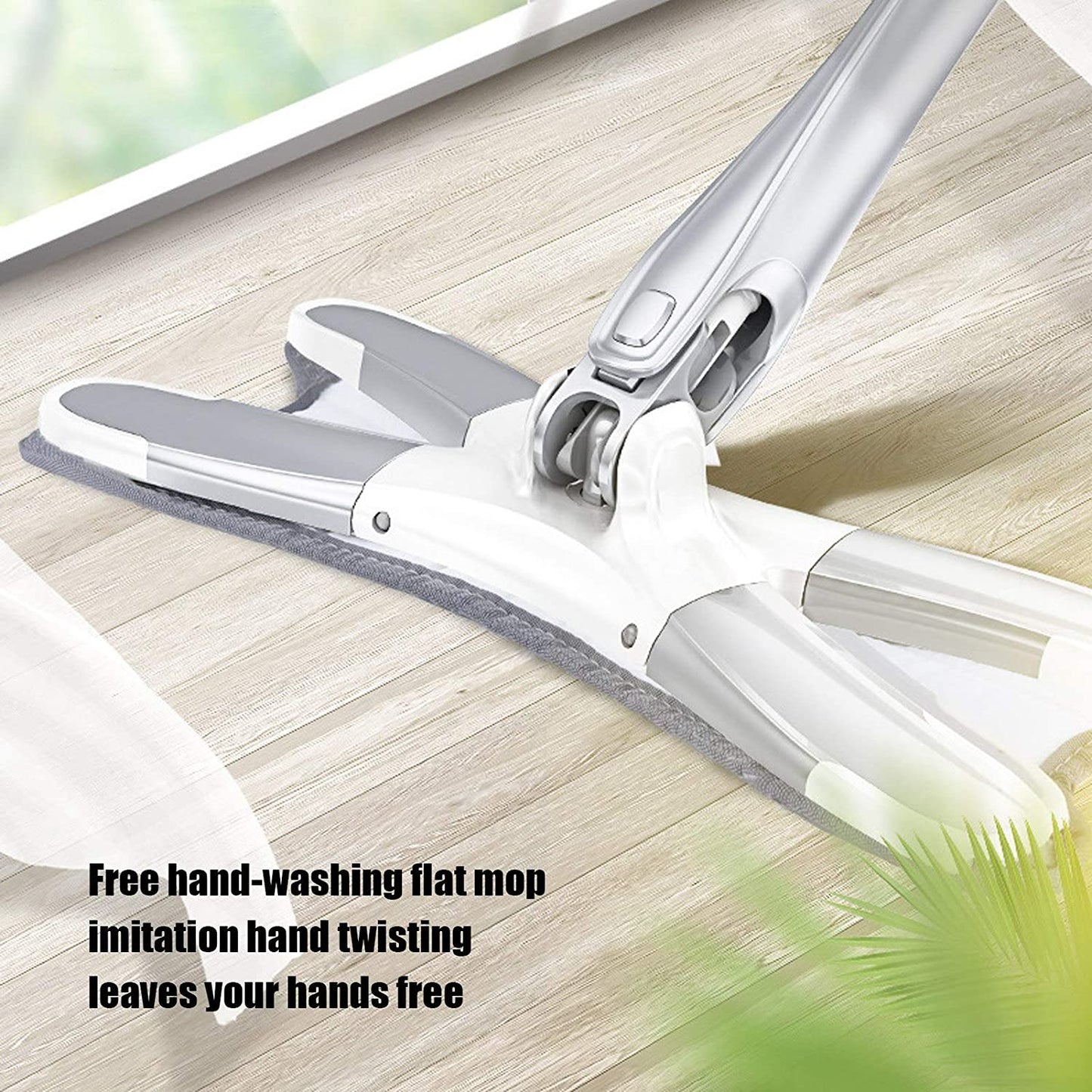 'X' Shape Mop Or Floor Cleaning Hands-free Squeeze Microfiber Flat Mop System 360 Flexible Head Wet And Dry Mop For Home Kitchen With 1 Super-absorbent Microfiber Pad.