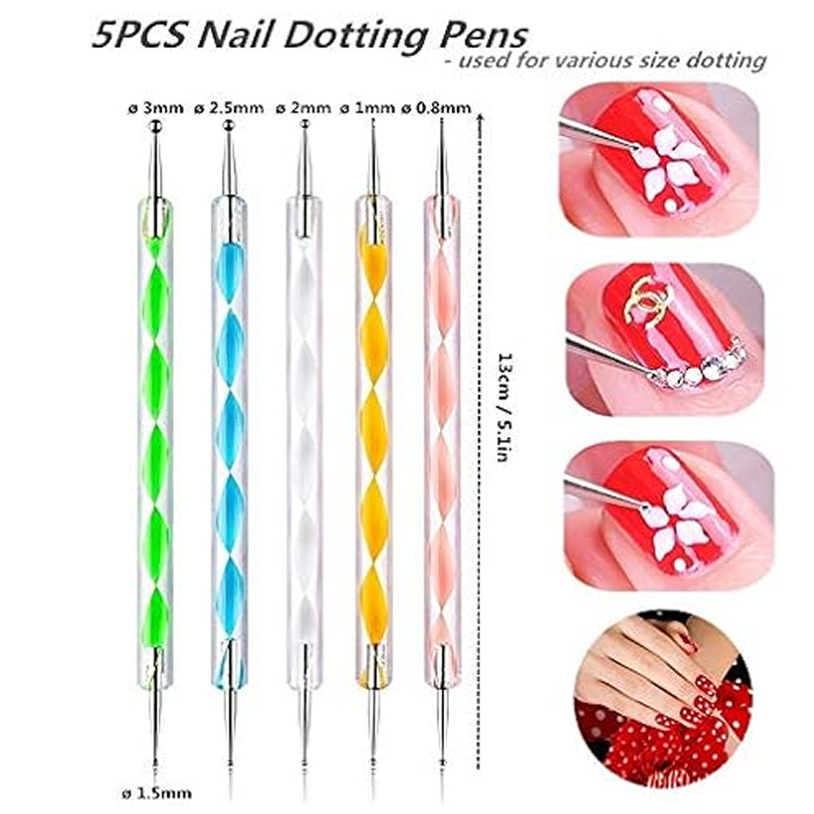 Nail Art Point Pen And Set Used By Womens For Their Fashion Purposes (Pack Of 5pcs)