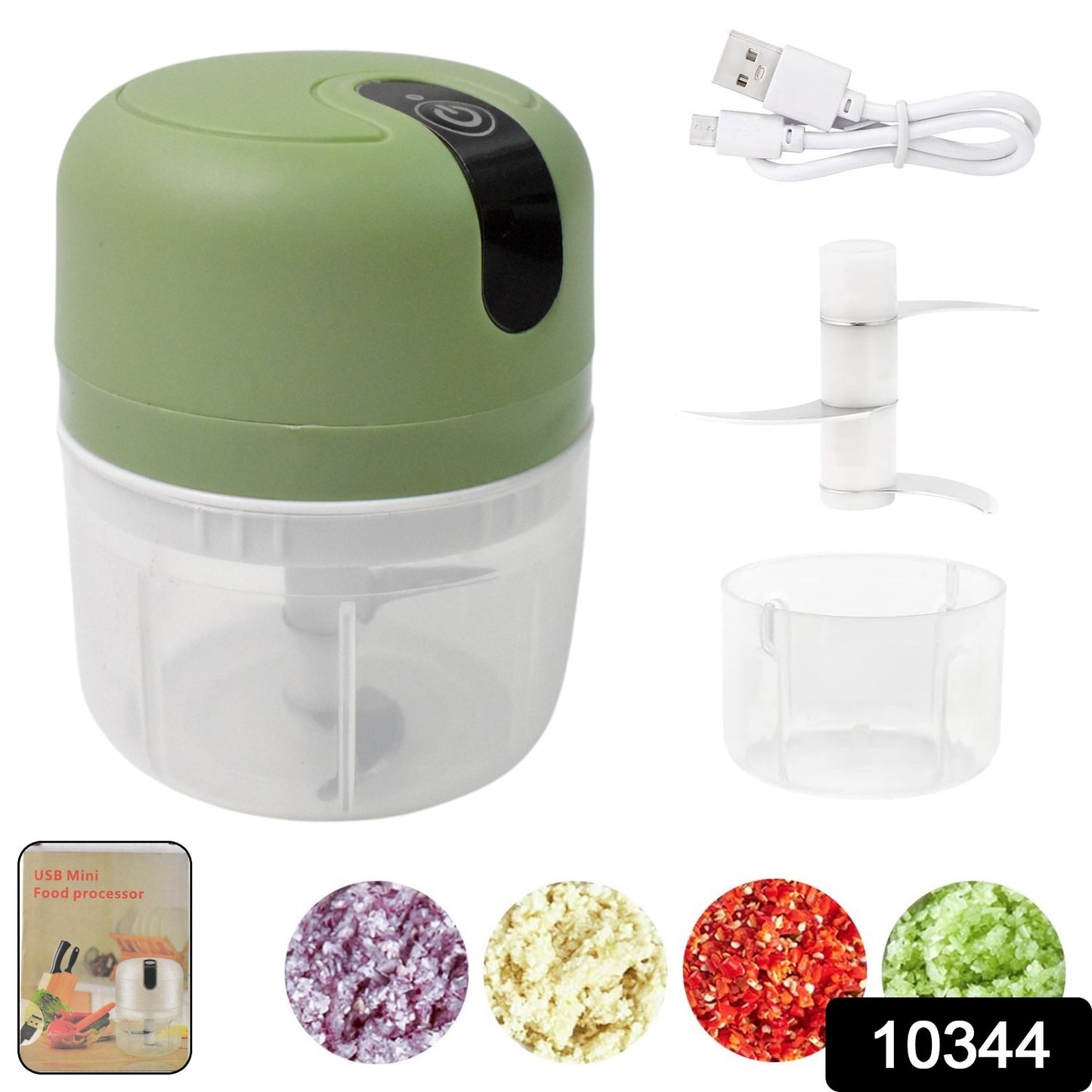 Wireless Usb Rechargeable Mini Electric Garlic Nuts Veg Chopper 3 Blades (250ml)