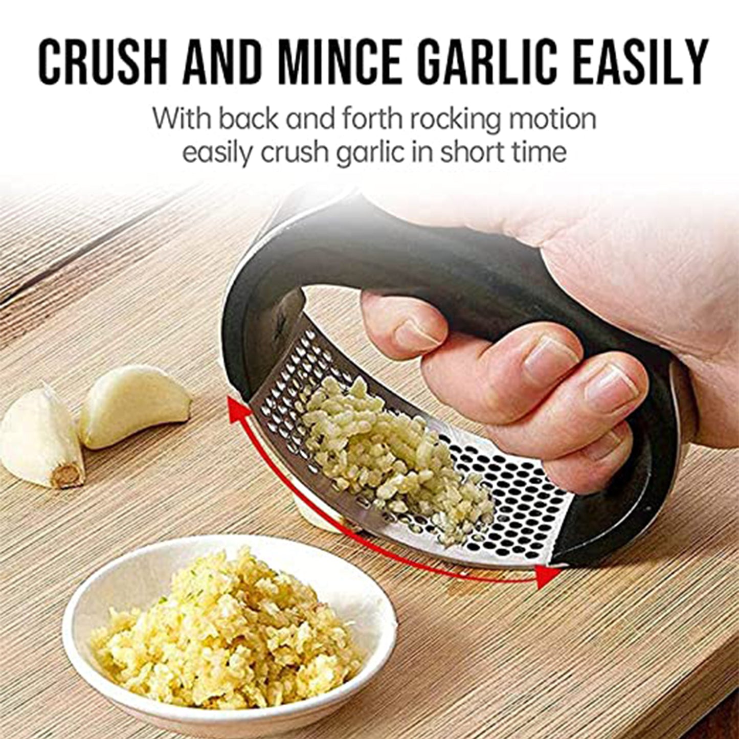 Multipurpose Handy Garlic Presser Crusher Stainless Steel - Easy to Use & Wash