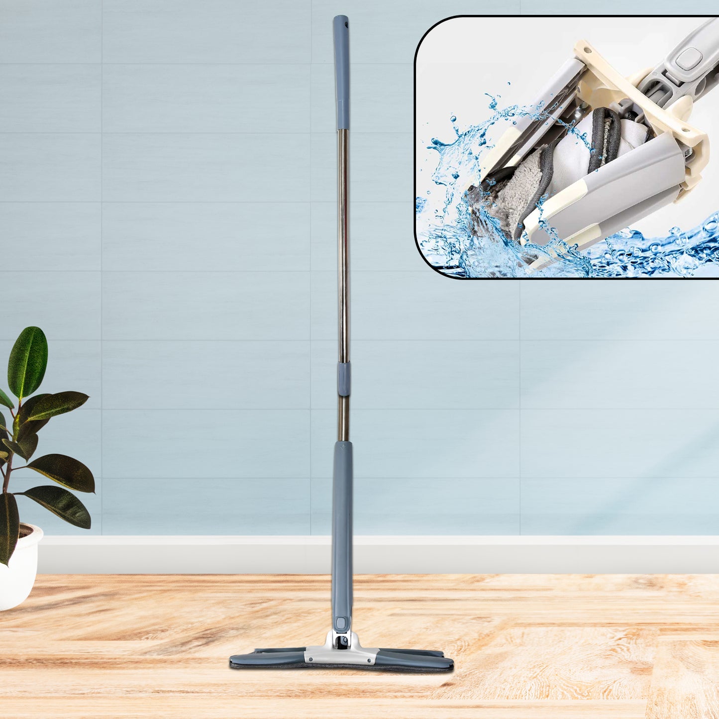 'X' Shape Mop Or Floor Cleaning Hands-free Squeeze Microfiber Flat Mop System 360 Flexible Head Wet And Dry Mop For Home Kitchen With 1 Super-absorbent Microfiber Pad.