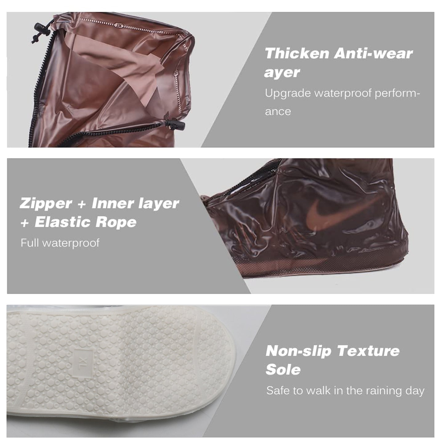 Plastic footwear Cover Reusable Anti-slip Boots Waterproof for Muddy Wet surface Rain (1 Pair)