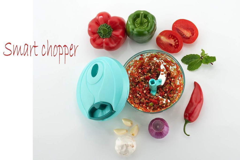 Manual Stainless Steel 3 Blades Compact Hand Held Vegetable Chopper & slicer - A MUST HAVE for every kitchen