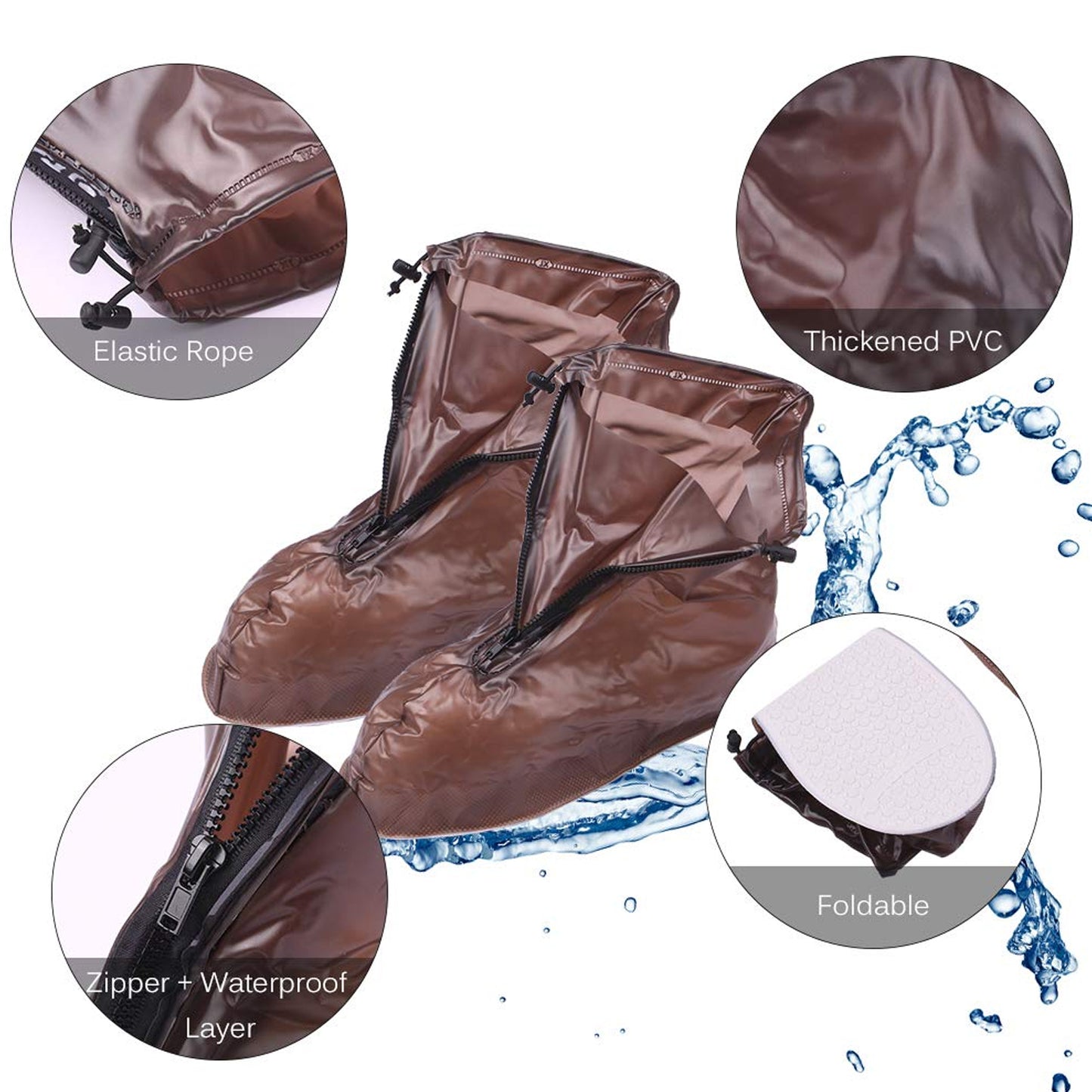 Plastic footwear Cover Reusable Anti-slip Boots Waterproof for Muddy Wet surface Rain (1 Pair)