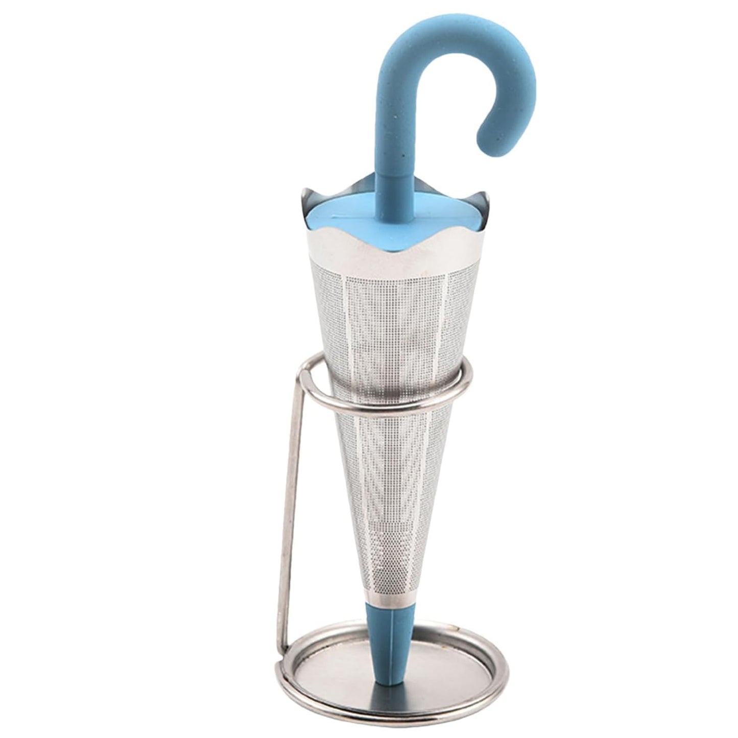 Reusable Cute Umbrella Style Tea Strainer / Infuser WITH Tray / Stand - 1 Pc - (Color as per availability)