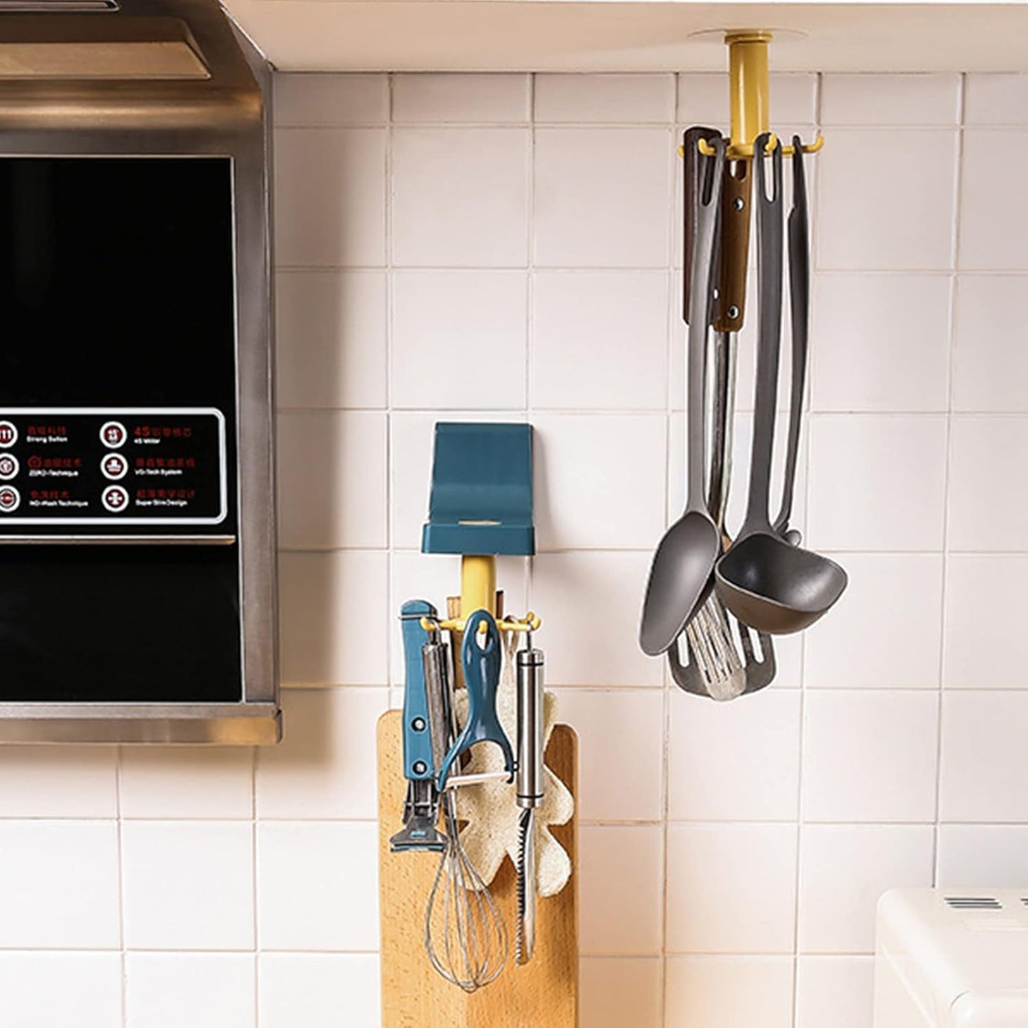 360 Degree Rotating Self Adhesive Plastic Wall Hook Hanger Multifunctional Hanger With 6 Heavy Duty Claw Hooks