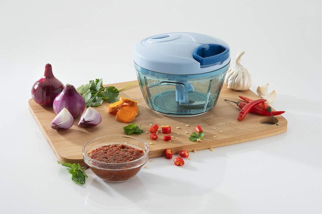 Manual Stainless Steel 3 Blades Compact Hand Held Vegetable Chopper & slicer - A MUST HAVE for every kitchen